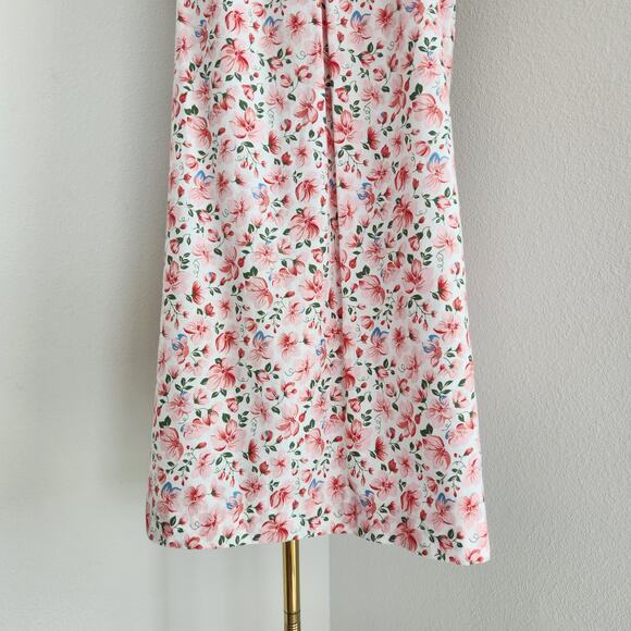 Vintage 80s Stitched by Fay Pink Floral Sleeveless Cotton Dress Pull On L - Picture 4 of 10